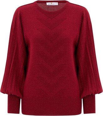 Peraluna O-Neck Subtle Glitter Detailed Knitwear Blouse - Red