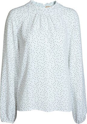 2Kstyle Anka Ruffled Polka-Dot Viscose Blouse - White