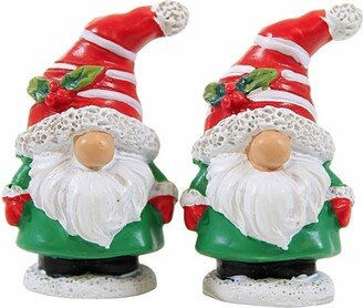 Villages Candy Cane Gnomes - Two Village Figurines 1.75 Inches - Christmas Santa Suit - 6011457 - Polyresin - Multicolored