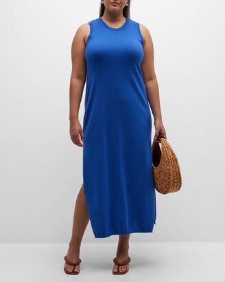 Minnie Rose Plus Plus Size Frayed-Edge Cotton-Cashmere Dress