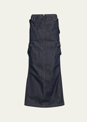 Denim Cargo Maxi Skirt