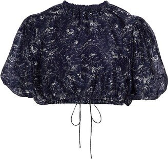 Caprice Puff-Sleeve Cropped Top