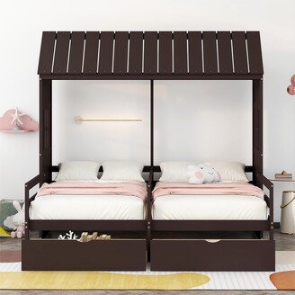 GEROJO Twin House Platform Bed with 2 Drawers