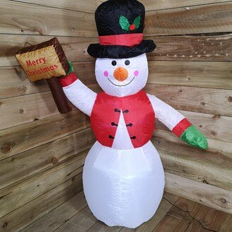 Samuel Alexander 122cm (4ft) Inflatable LED Outdoor Winter Snowman with Merry Christmas