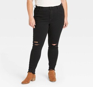 Women's Mid-Rise Skinny Jeans Black