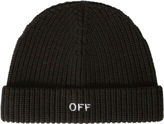 Embroidered Ribbed-Knit Beanie-AA