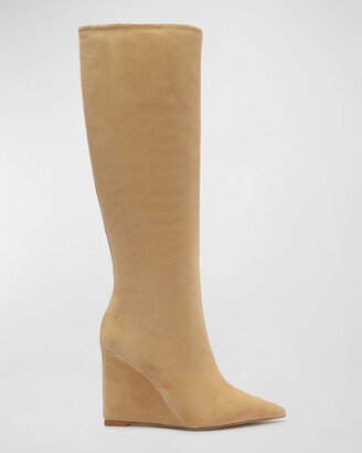 Asya Suede Wedge Knee Boots