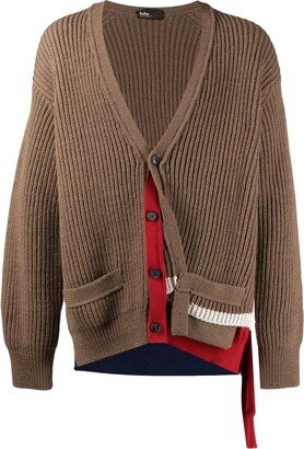 contrasting-trim detail V-neck cardigan