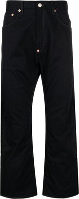 Straight-Leg Cropped Cotton Trousers