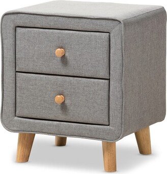 Jonesy Mid - Century Fabric Upholstered 2 - Drawer Nightstand - Gray