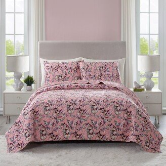 Botanical Paisley Pink Quilt Set, Twin