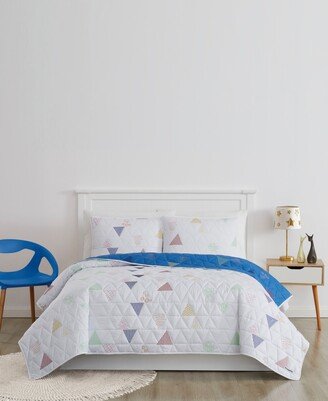 Triangle Embroidered 2 Piece Quilt Set, Twin