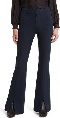 Le High Waist Slit Front Flare Trousers