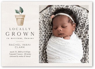 Birth Announcements: Locally Grown Birth Announcement, Grey, 5X7, Standard Smooth Cardstock, Square