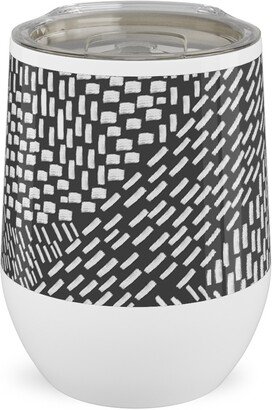 Travel Mugs: Abstract Brushstrokes Stainless Steel Travel Tumbler, 12Oz, Black