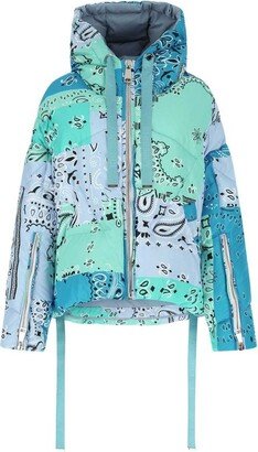 Bandana-Printed Hooded Puffer Jacket