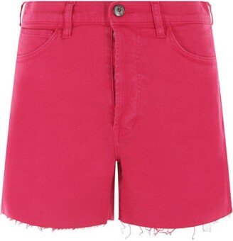 High-Waist Frayed Edge Denim Shorts