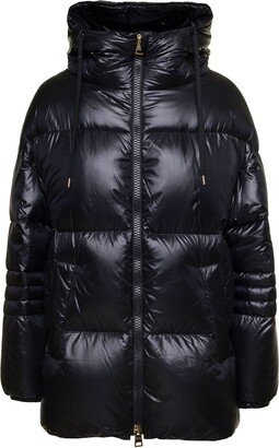 Quilted Hooded Drawstring Down Jacket-AB