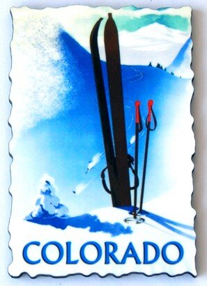 Ski Colorado Travel Poster Fridge Magnet | Wood Style-AA