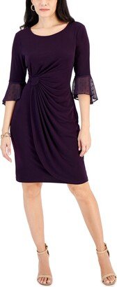 Petite 3/4-Flounce-Sleeve Sheath Dress