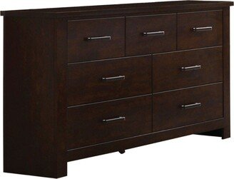 Wooden Dresser with Seven Spacious Drawers, Mahogany Brown