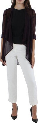 Petites Womens Mesh Sheer Topper Jacket