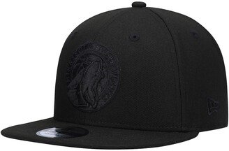 Men's Minnesota Timberwolves Black On Black 9Fifty Snapback Hat