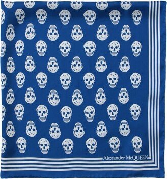 Royal Blue Silk Scarf With Skull Motif