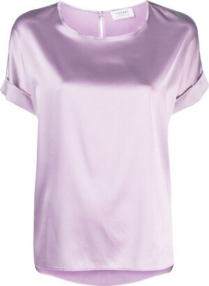 Wild Cashmere Short-Sleeve Silk Blouse