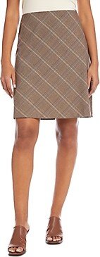 Petites Bias Cut Plaid Skirt