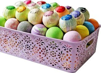 Purelis 40 Bath Bombs in Large Gift Basket! Natural, Moisturizing