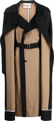 Mantel two-tone belted trench coat