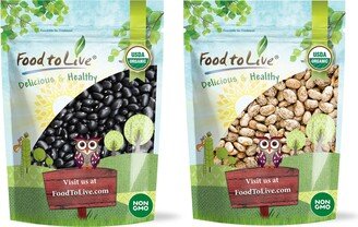 Organic Dry Beans Bundle, 2 Pack - Black | 5 lb, Pinto Non-Gmo, Raw, Vegan, Kosher, Sproutable, Bulk