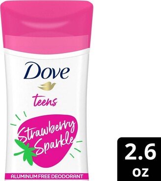 Dove Beauty Teens Strawberry Sparkle Aluminum Free Deodorant - Berry Scent - 2.6oz