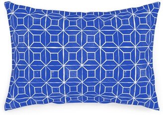 Outdoor Pillows: Geometric Lino - Cobalt Outdoor Pillow, 14X20, Single Sided, Blue