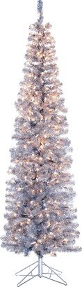 7-Foot Pre-Lit Silver Tinsel Slim Winchester Tree