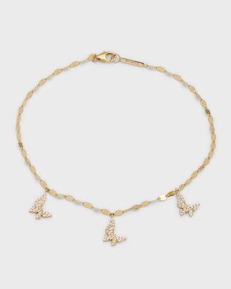 14K Mega Blake Flawless 3-Butterfly Anklet