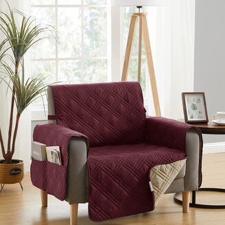 Teflon Newfield Reversible Chair Cover, Burgundy and Tan