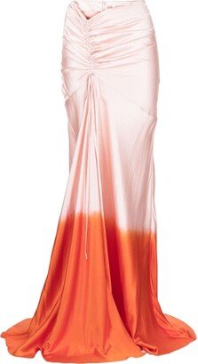 Ruched Silk Maxi Skirt