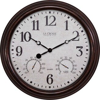 La Crosse Clock 15 Indoor/Outdoor Wall Clock with Temperature and Humidity