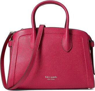 Knott Color-Blocked Pebbled Leather Medium Zip Top Satchel (Renaissance Rose Multi) Handbags