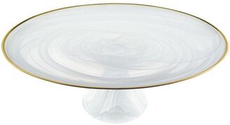 Alabaster 13 Footed Glass Cakestand with Rim