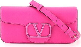 VLogo Plaque Foldover Top Crossbody Bag-AB