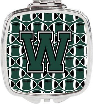 CJ1071-WSCM Letter W Football Green & White Compact Mirror