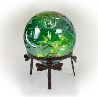 13 Glass Globe with LED Light Green - Alpine Corporation