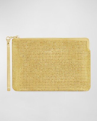 Studded Metallic Faux-Leather Wristlet