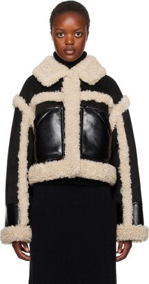 Black & Off-White Edith Faux-Shearling Jacket