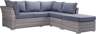 ACME Laurance Patio Sectional & Cocktail Table in Gray Fabric Finish