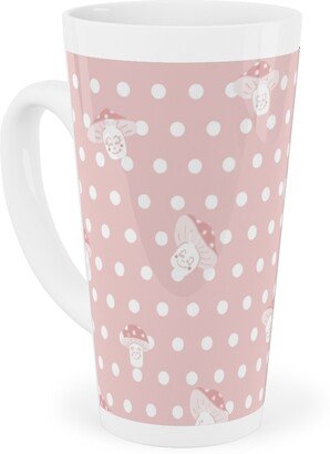 Mugs: Mushroom And Dots - Pink Tall Latte Mug, 17Oz, Pink