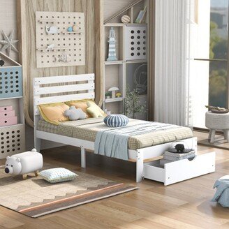 Twin Size Platform Bed with Drawer